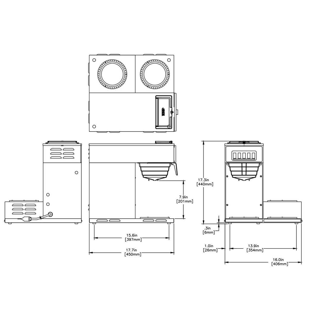 BUNN® BUNN 13300.0003: Pourover Coffee Brewer W/ 3 Lower Warmers SST