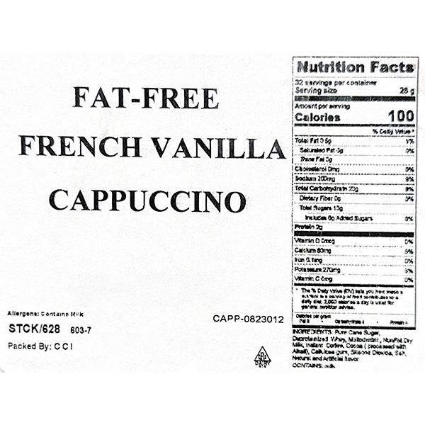 Brickhouse Fat Free French Vanilla Powdered Cappuccino Mix, 2lb Bag – Rich, Creamy, And Fat Free