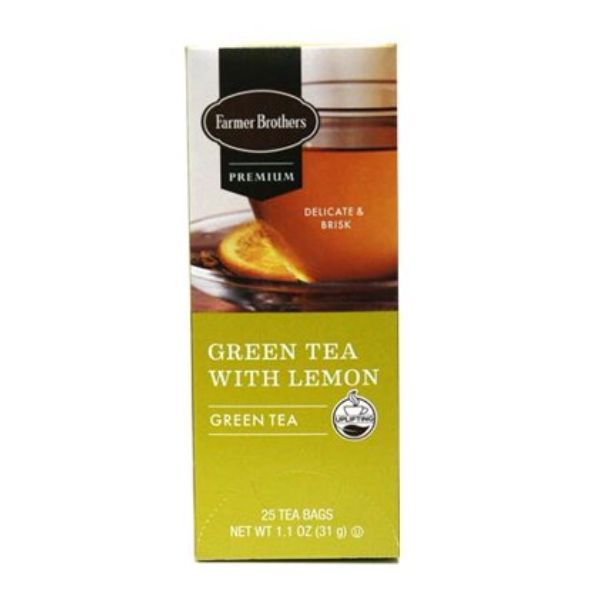 Farmer Brothers Premium: Green Tea With Lemon, 1/25 Ct Tea Box