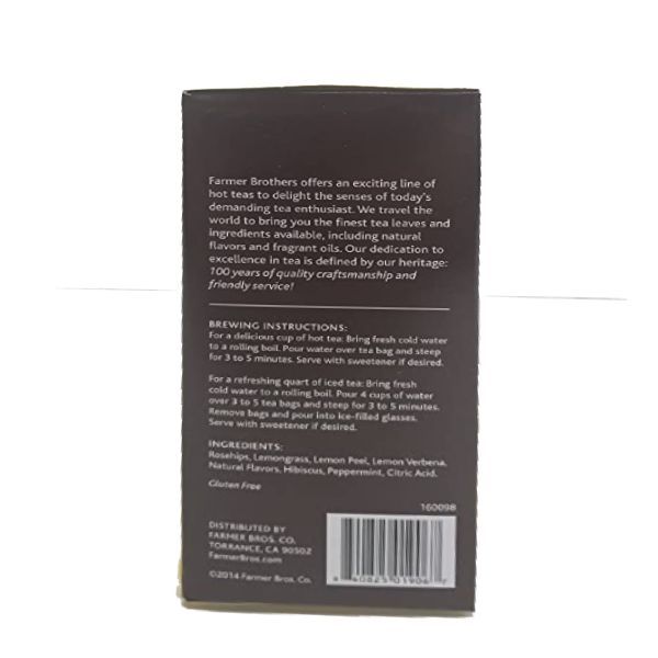 Farmer Brothers Premium: Lively Lemon Hot Tea, 2/25 Ct Tea Boxes