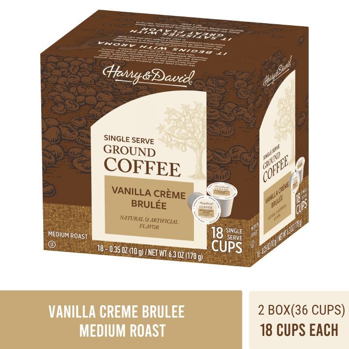 Harry & David Vanilla Creme Brulee Single Serve Coffee, 2/18 Count