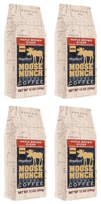 Moose Munch Gourmet Ground Coffee By Harry & David, 4/12 Oz Bags (Maple Brown Sugar)