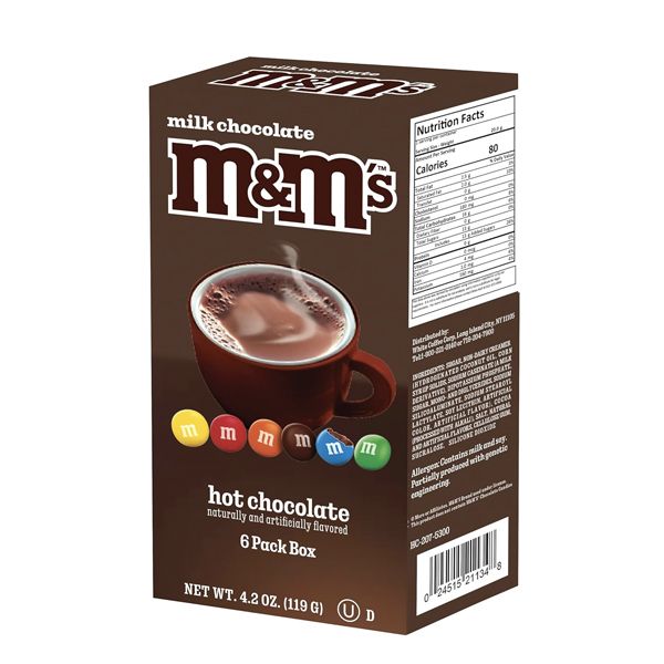 M&M Milk Chocolate Flavored Hot Cocoa Single Serve Sticks - 6 Count