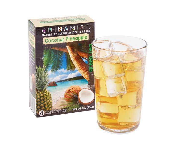 China Mist Naturally Flavored Coconut Pineapple Iced Tea Bags, 4-Count Box, Each Bag Yields 1/2 Gallon
