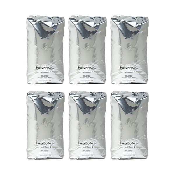  Farmer Brothers 100% Colombian Whole Bean Coffee, 6x5lb Bags, 30lbs Total (Replaces 3387)