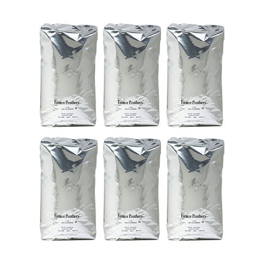  Farmer Brothers 100% Colombian Whole Bean Coffee, 6x5lb Bags, 30lbs Total (Replaces 3387)