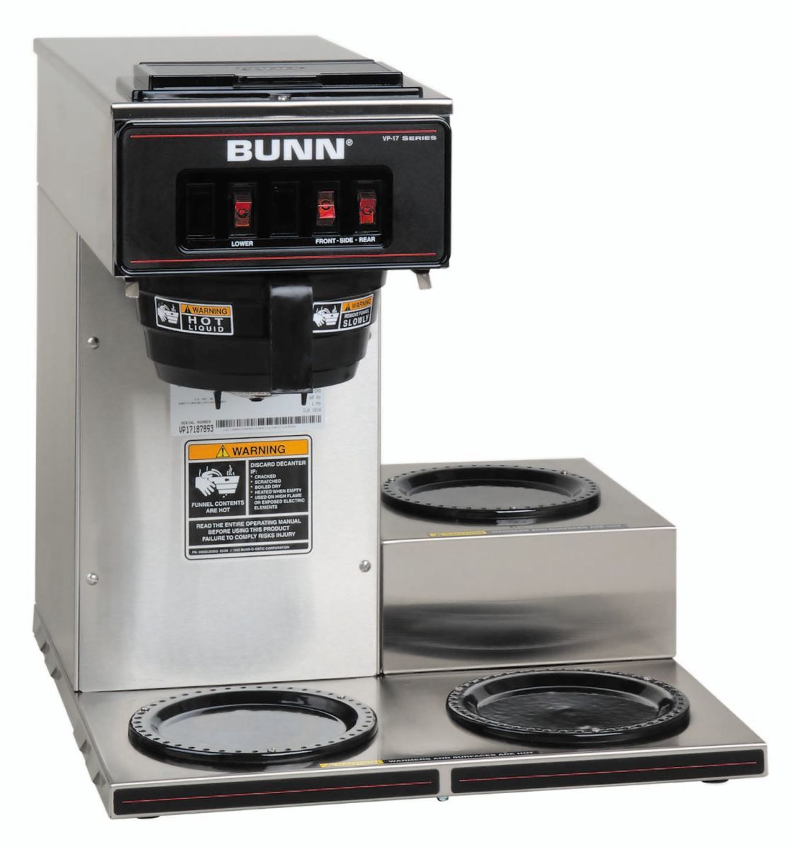BUNN® BUNN 13300.0003: Pourover Coffee Brewer W/ 3 Lower Warmers SST