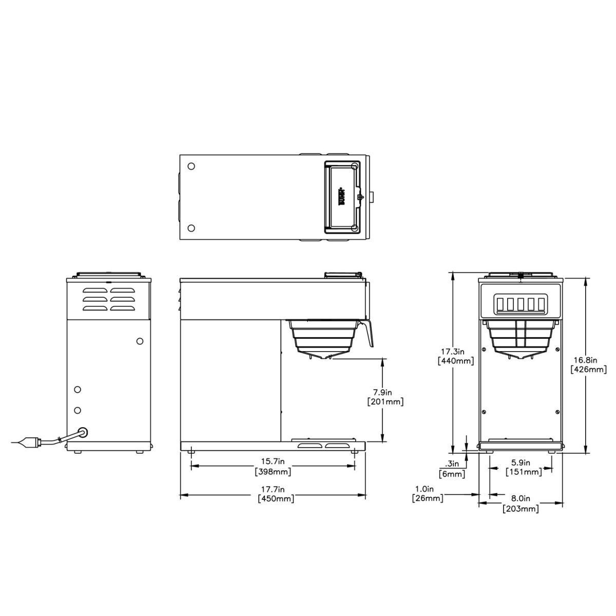 BUNN® BUNN 13300.0001: Pourover Coffee Brewer With 1 Warmer SST