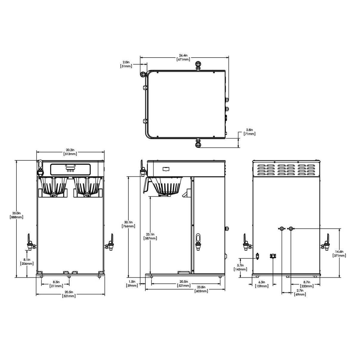 BUNN® Bunn 52400.0100 ITCB Infusion Series Twin HV (High Volume) Tea/Coffee Brewer, 120/240V