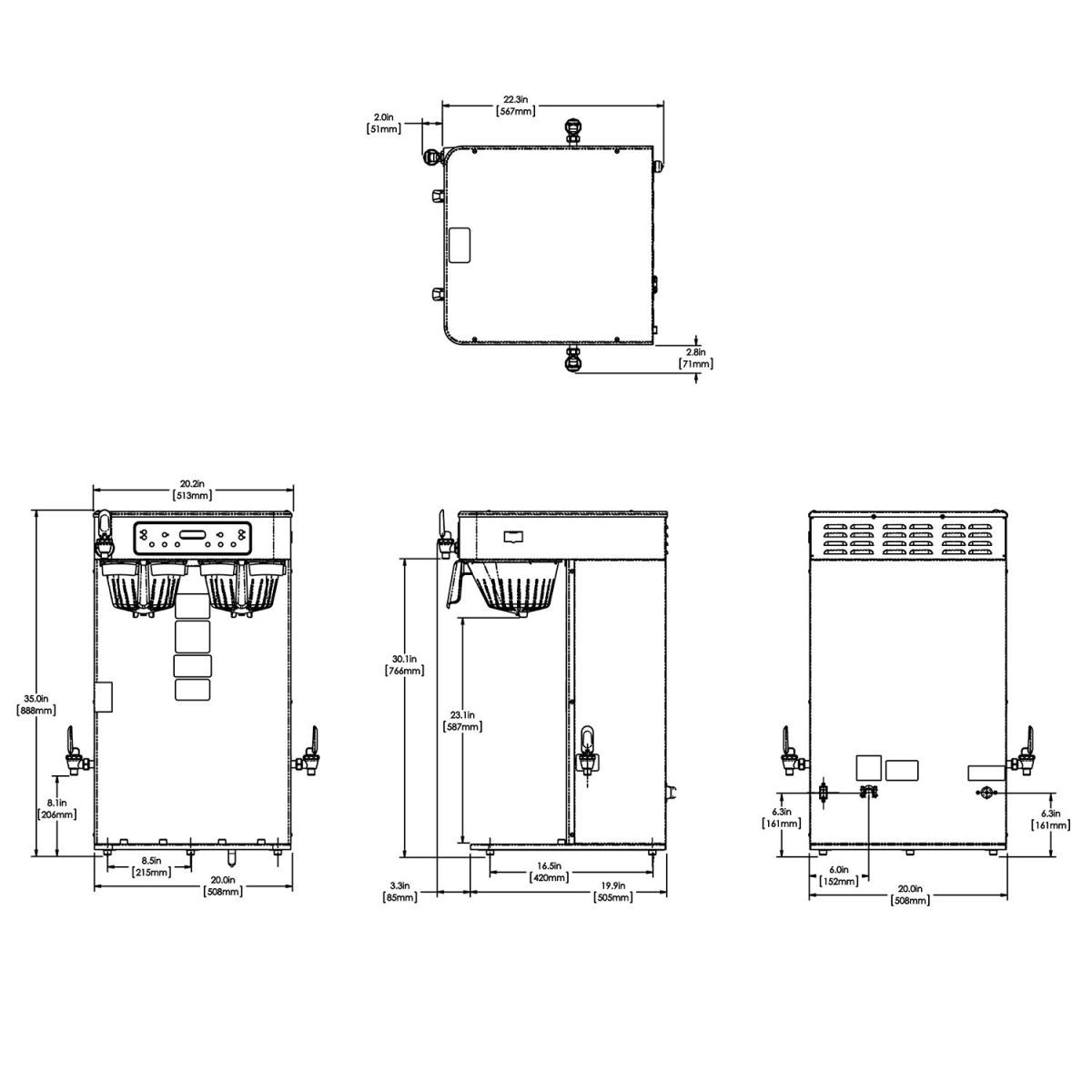 BUNN® Bunn 53200.0101 ICB Twin Tall Infusion Series Stainless Steel Automatic Coffee Brewer - 120/240V, 6000W