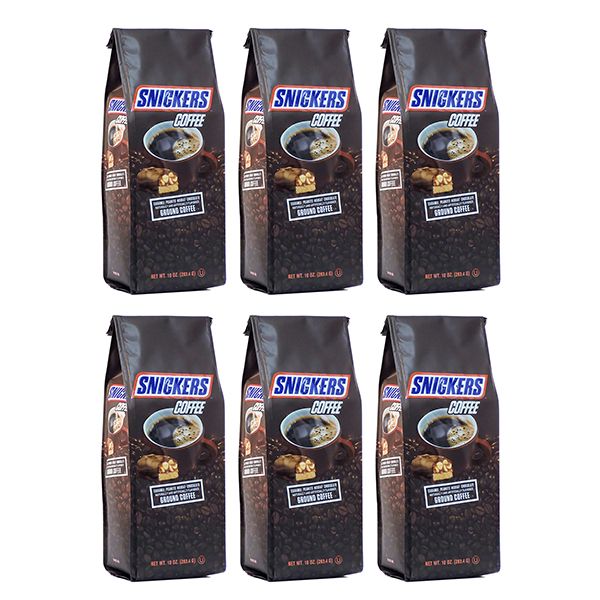  Snickers Caramel, Peanuts, Nougat And Chocolate, Naturally And Artificially Flavored Ground Coffee, 6/10 Oz Bags
