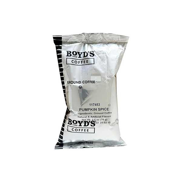  Boyd's Pumpkin Spice Flavored Ground Coffee, 46/2.5oz Pre-Portioned Packets