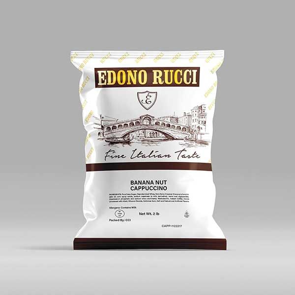  Edono Rucci Banana Nut Powdered Cappuccino Mix, 2 Bags( 2 Lbs Each)