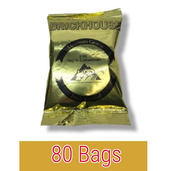  Brickhouse 100% Colombian Ground Coffee, 80/2 Oz Bags