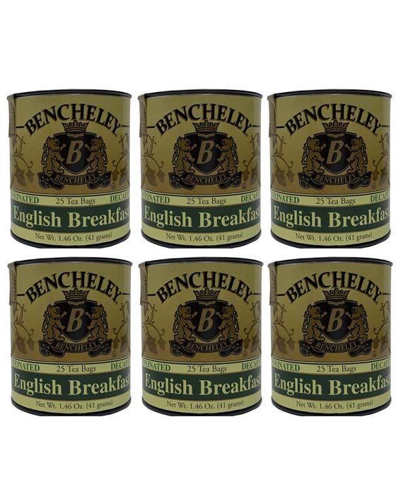  Bencheley Tea Bags, 6/25 Ct English Breakfast Decaffeinated Tea