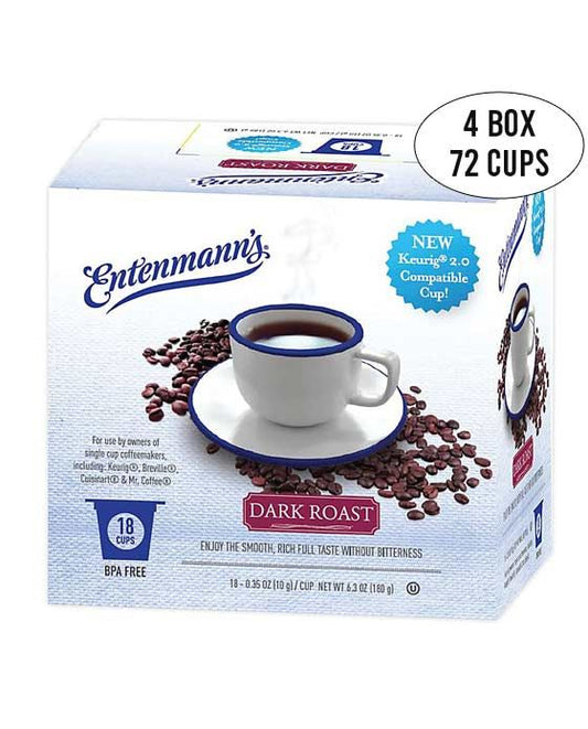  Entenmann's Single Serve Coffee, Dark Roast,4/18 (72 Count)
