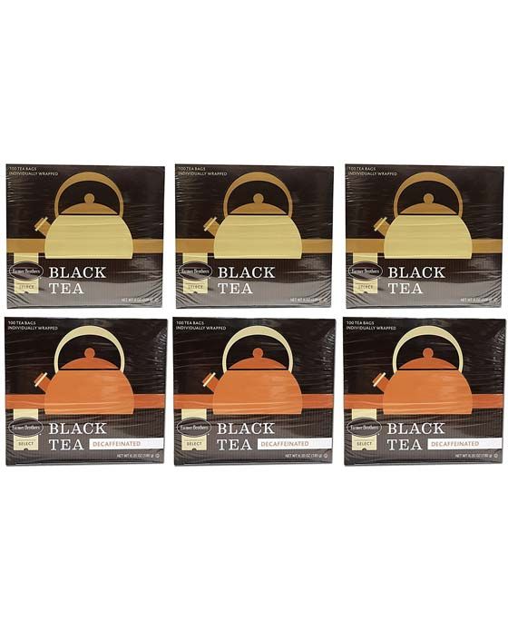  Farmer Brothers Black Tea: 3 Boxes Regular & 3 Boxes Decaf