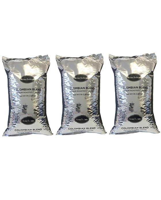 Farmer Brothers Colombian Blend Coffee Bean (3 Bags/5 Lbs Ea.)