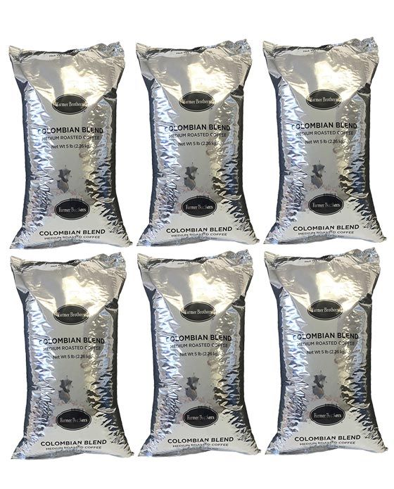  Farmer Brothers Colombian Blend Coffee Bean (6 Bags/5 Lbs Ea.)