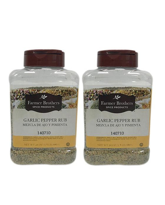  Farmer Brothers Garlic Pepper Rub (2 Bottles/1.5 Lb Ea.)