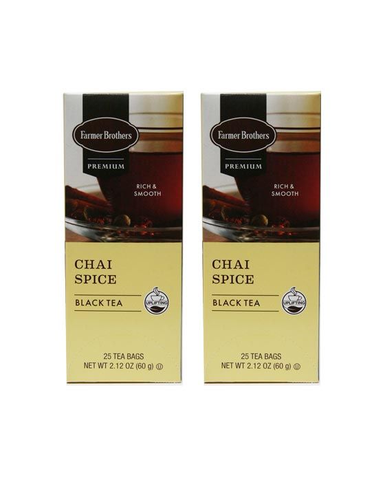  Farmer Brothers Premium: Chai Spice Hot Tea, 2/25 Ct Tea Boxes