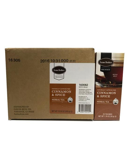  Farmer Brothers Premium: Cinnamon Hot Tea, 6/25 Ct Tea Boxes