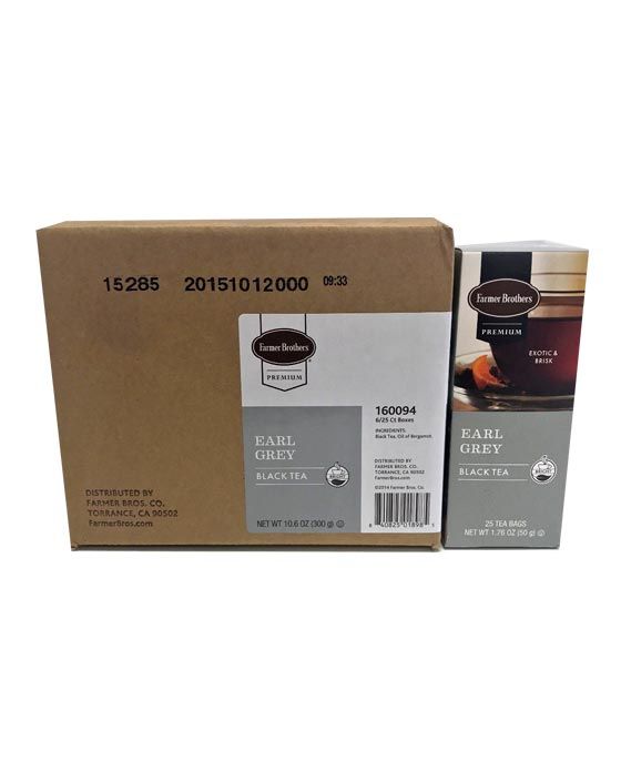  Farmer Brothers Premium: Earl Grey Hot Tea, 6/25 Ct Tea Boxes