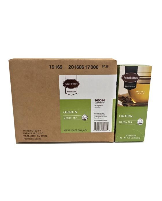  Farmer Brothers Premium: Green Tea, 6/25 Ct Tea Boxes