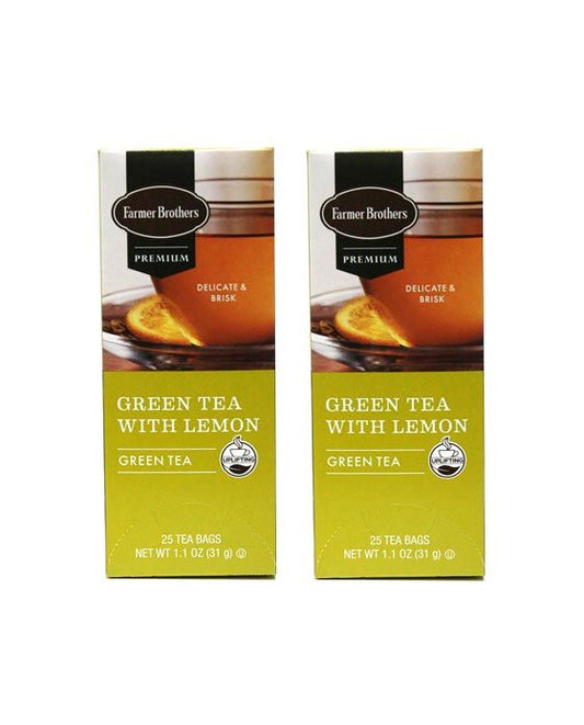  Farmer Brothers Premium: Green Tea With Lemon, 2/25 Ct Tea Boxes