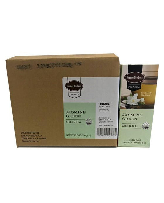  Farmer Brothers Premium Jasmine Green Hot Tea, 6/25 Ct Tea Boxes