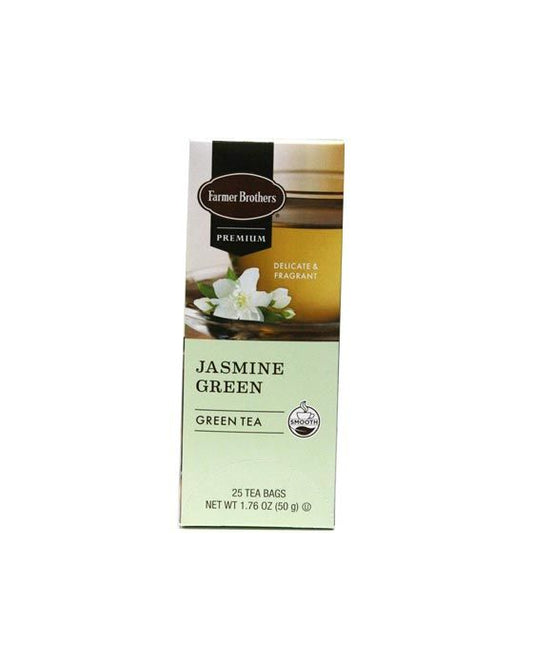  Farmer Brothers Premium Jasmine Green Hot Tea, 1/25 Ct Tea Box