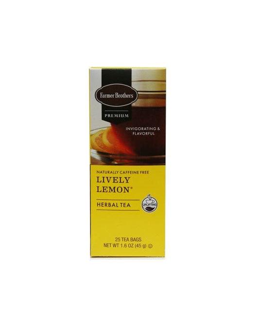  Farmer Brothers Premium: Lively Lemon Hot Tea, 1/25 Ct Tea Box