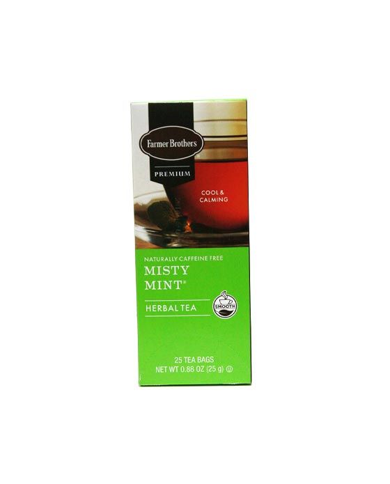  Farmer Brothers Premium: Misty Mint Hot Tea, 1/25 Ct Tea Box