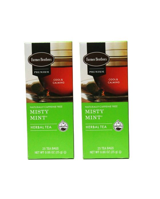  Farmer Brothers Premium: Misty Mint Hot Tea, 2/25 Ct Tea Boxes