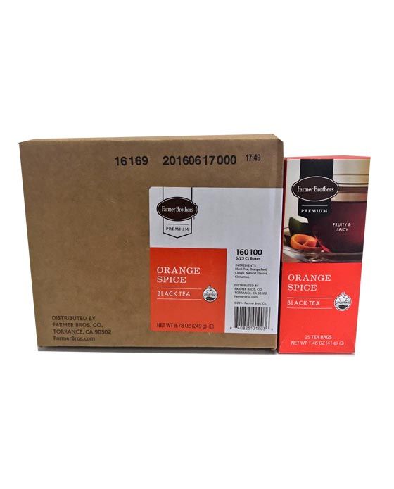  Farmer Brothers Premium Orange Spice Hot Tea, 6/25 Ct Tea Boxes