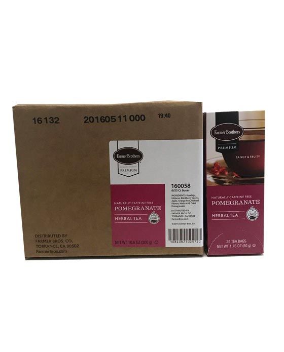  Farmer Brothers Premium: Pomegranate Hot Tea, 6/25 Ct Tea Boxes
