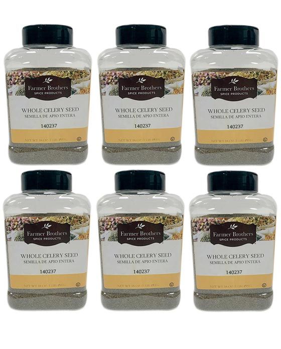  Farmer Brothers Whole Celery Seed (6 Bottles/1 Lb Ea.)