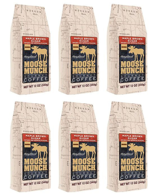  Moose Munch By Harry & David, Maple Brown Sugar Ground Coffee, 6/12 Oz Bags