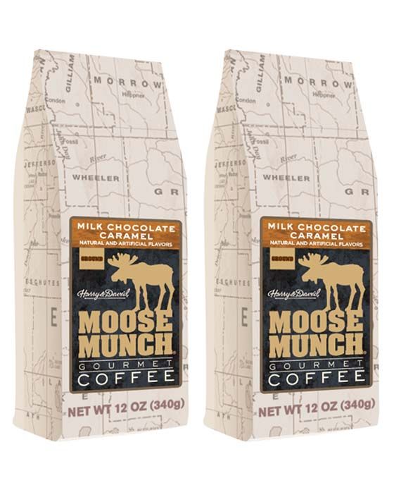  Harry & David Milk Chocolate Caramel Moose Munch Coffee - 2 Items Included Two 12 Oz Bags