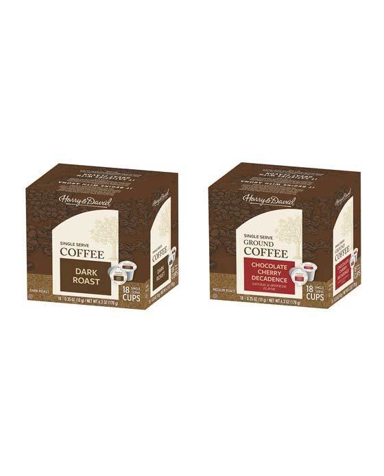  Harry & David Coffee Combo Dark Roast, Chocolate Cherry Decadence 2/18 Ct Boxes