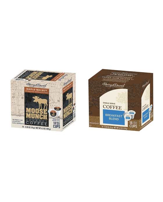  Harry & David Coffee Combo, Maple Walnut, Breakfast Blend 2/18 Ct Boxes