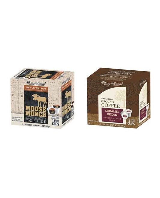  Harry & David Coffee Combo, Maple Walnut,Caramel Pecan 2/18 Ct Boxes