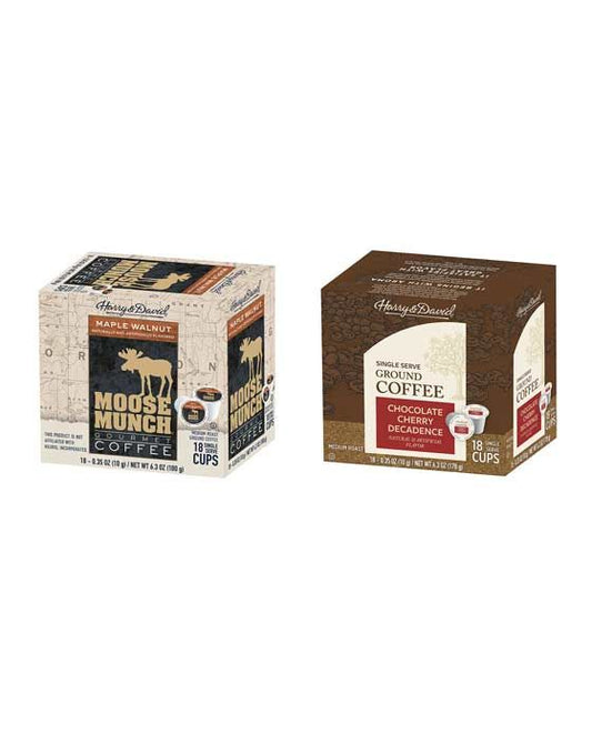  Harry & David Coffee Combo, Maple Walnut, Chocolate Cherry Decadence 2/18 Ct Boxes
