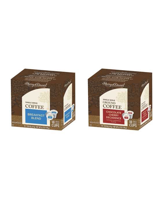  Harry & David Coffee Combo, Breakfast Blend, Chocolate Cherry Decadence 2/18 Ct Box
