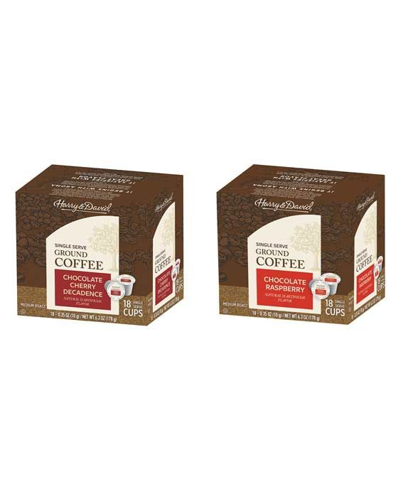  Harry & David Coffee Combo, Chocolate Cherry Decadence, Chocolate Raspberry 2/18 Ct Boxes