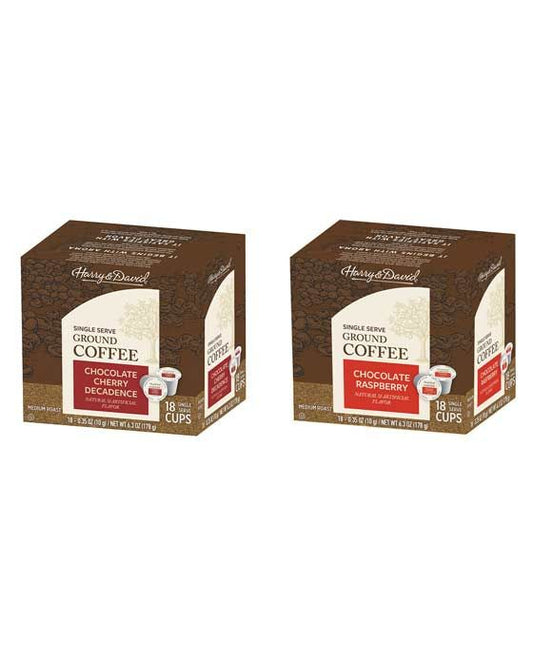 Harry & David Coffee Combo, Chocolate Cherry Decadence, Chocolate Raspberry 2/18 Ct Boxes