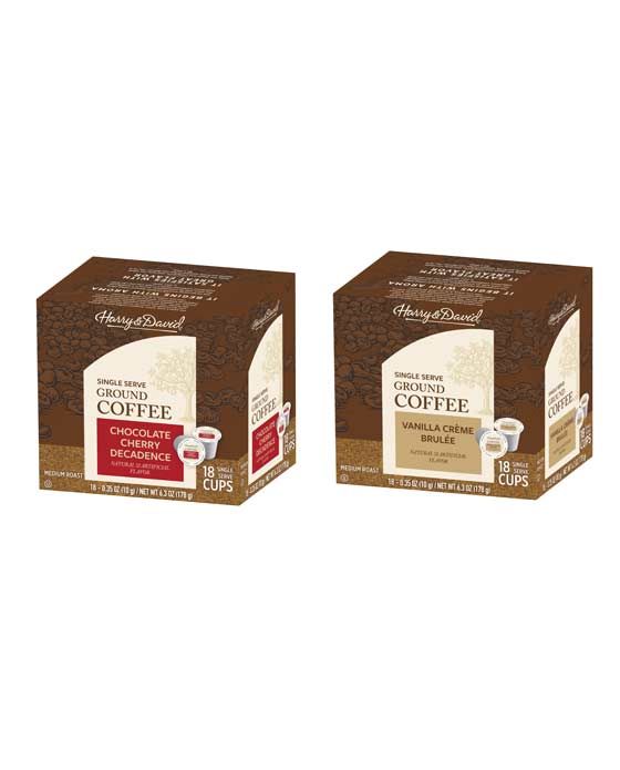  Harry & David Coffee Combo Chocolate Cherry Decadence, Vanilla Creme Brulee 2/18 Ct Boxes