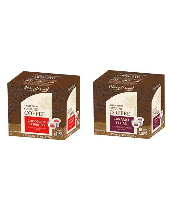  Harry & David Coffee Combo Chocolate Raspberry, Caramel Pecan 2/18 Ct Boxes