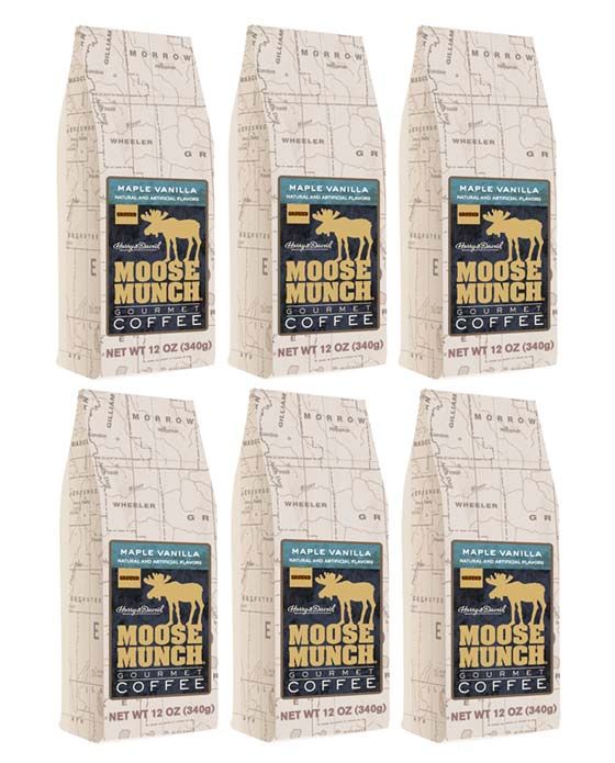  Harry & David Maple Vanilla Moose Munch Gourmet Coffee 6 Bags (12 Oz Each)