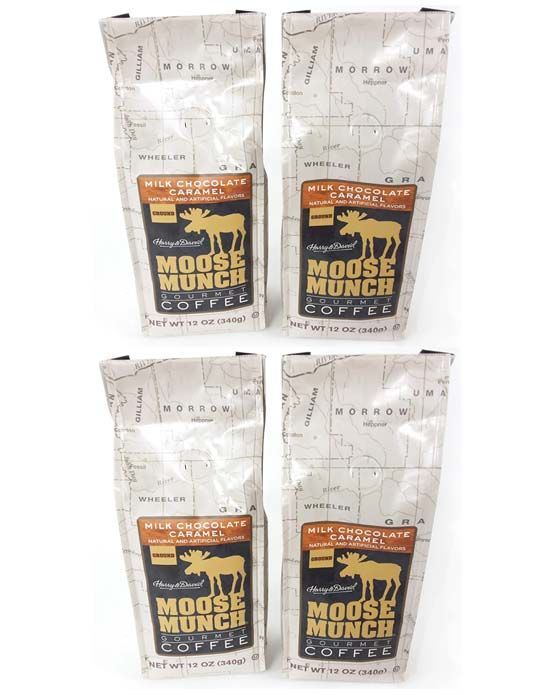  Harry & David Milk Chocolate Caramel Moose Munch Gourmet Ground Coffee 4 Bags